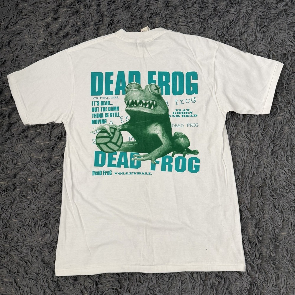 Vintage 90s Dead Frog Volleyball Shirt Men's Size Large Funny Single Stitch USA